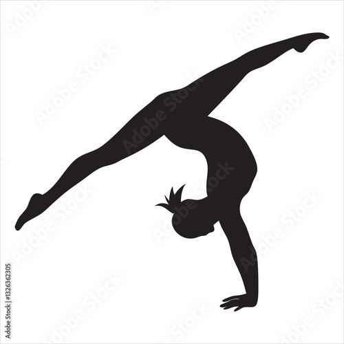 Gymnast Girl Silhouette in Dynamic Gymnastic Clipart Design
