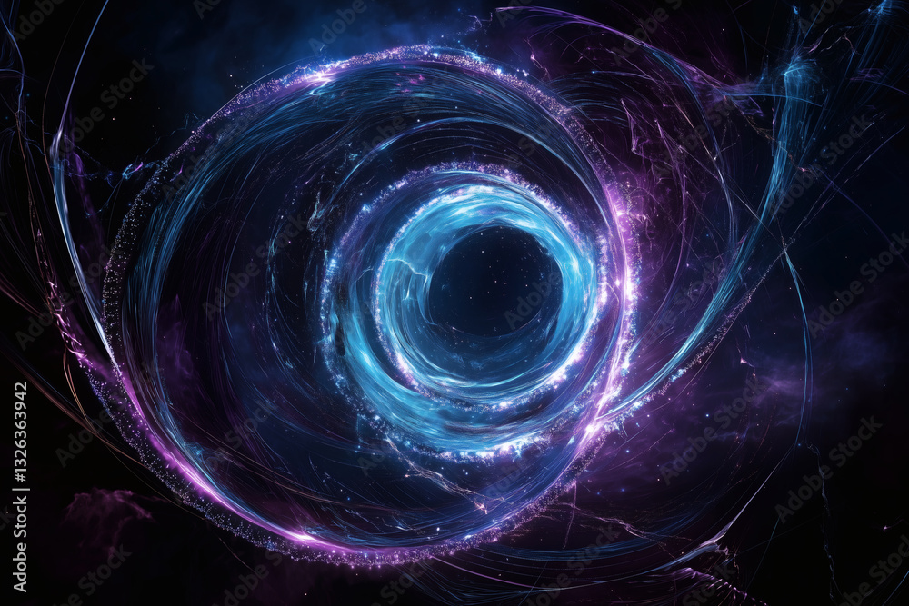 Cosmic portal with swirls of energy in outer space.