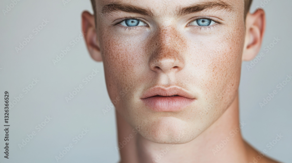 Obraz premium A young man with a beard and blue eyes