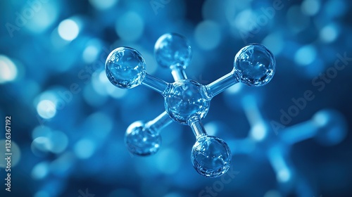 Detailed Molecular Structure of a Chemical Compound on a Futuristic Blue Background