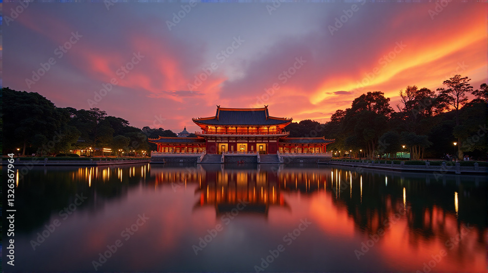 Fototapeta premium sunset over the river