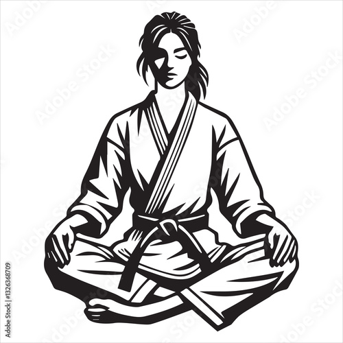 Karate Girl Vector Illustration in Taekwondo Martial Style
