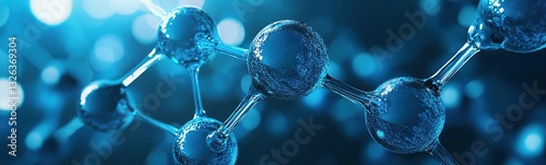 Detailed Molecular Structure of a Chemical Compound on a Futuristic Blue Background