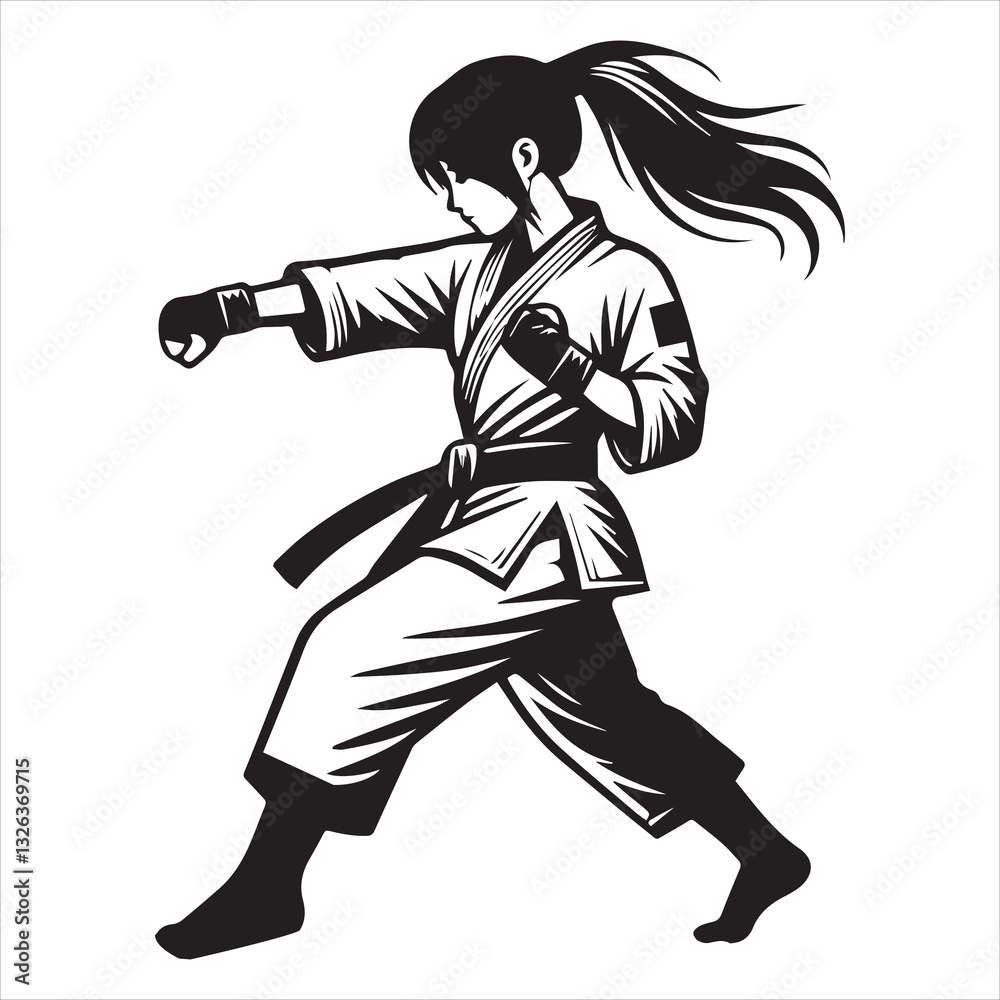 Martial Art Taekwondo Girl Design with Karate Influence Martial Art Taekwondo Girl Design with Karate Influence