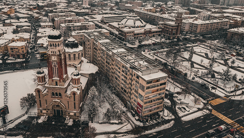 Cuadro en lienzo Aerial view of Ploiesti City, Prahova, Romania