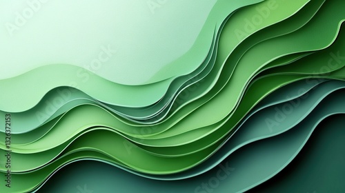 Abstract Wavy Design in Green and Teal Shades