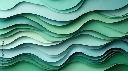 Abstract Wavy Design in Green and Teal Shades