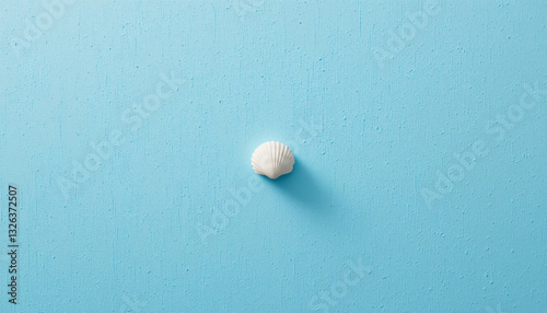Light Blue Minimalist Wall with Single White Ball for Design Concepts