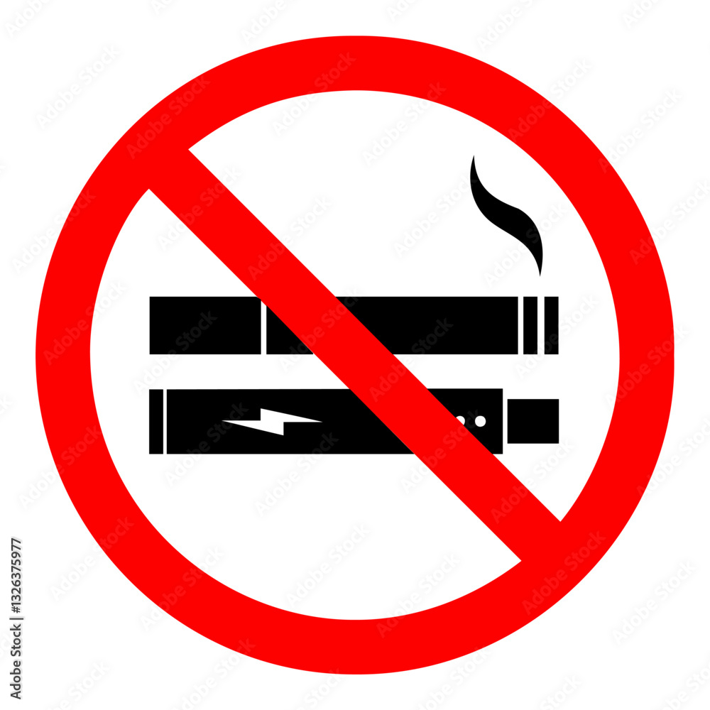 No smoking, No vaping combined sign. High resolution vector icon