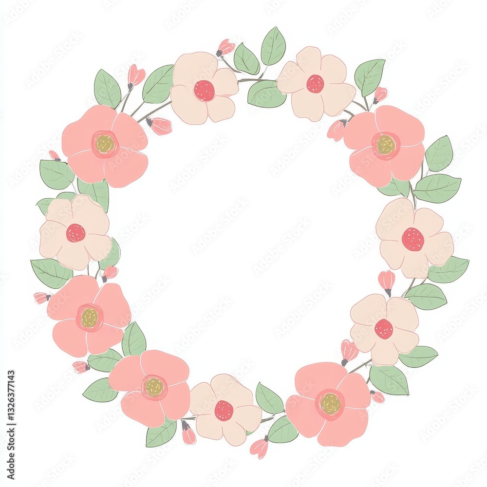 Collection of four untamed rose wreaths featuring foliage and blossoms in watercolor style Collection of four untamed rose wreaths featuring foliage and blossoms in watercolor style