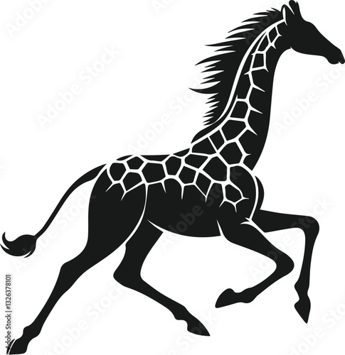 giraffe running fast silhouette vector