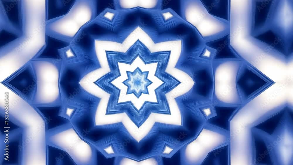 Elegant blue and white star pattern creates a captivating visual experience for art enthusiasts in a modern setting Elegant blue and white star pattern creates a captivating visual experience for art enthusiasts in a modern setting