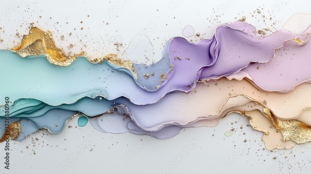 Elegant pastel abstract art with fluid waves and gold accents, creating a luxurious and serene visual experience. Elegant pastel abstract art with fluid waves and gold accents, creating a luxurious and serene visual experience.