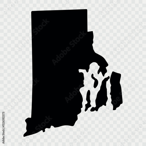 Rhode Island Map Black, State Border, United States, US America, Transparent Isolated, Variations. High detailed vector map - Rhode Island. Vector icon. Color set