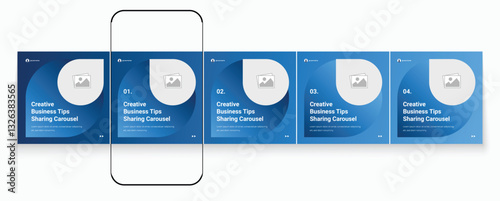 Microblog gradient carousel slides template for social media. Tips sharing instagram carousel post or Linkedin carousel banner template