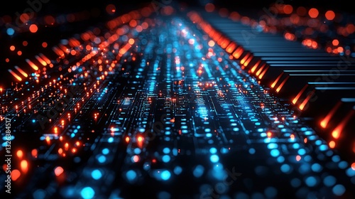 Wallpaper Mural Abstract digital piano keyboard with glowing circuits. Torontodigital.ca