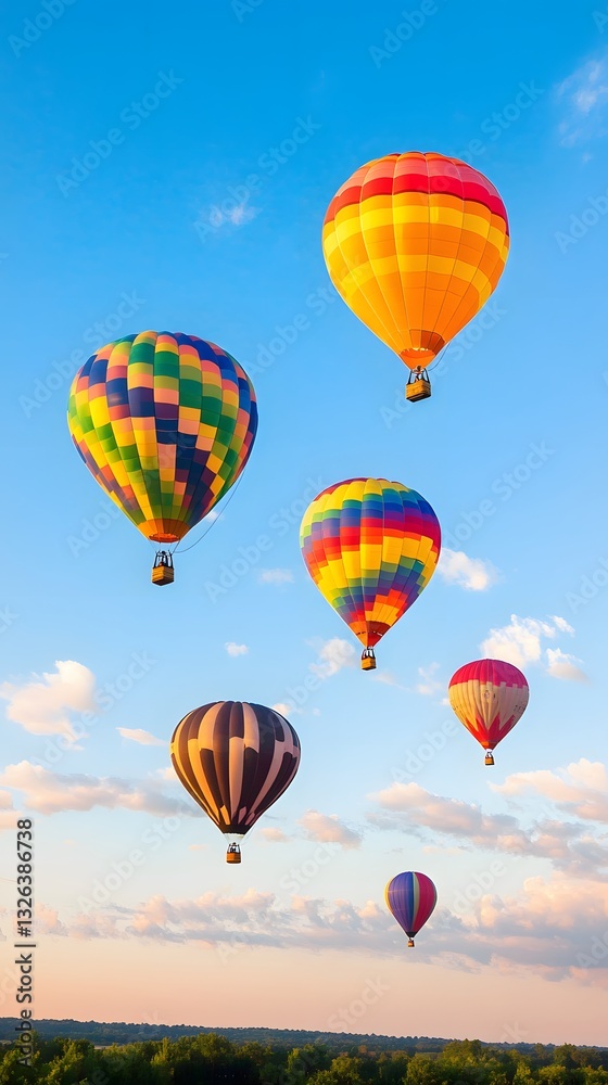 Obraz premium A whimsical hot air balloon festival at sunrise with colorful balloons filling the sky