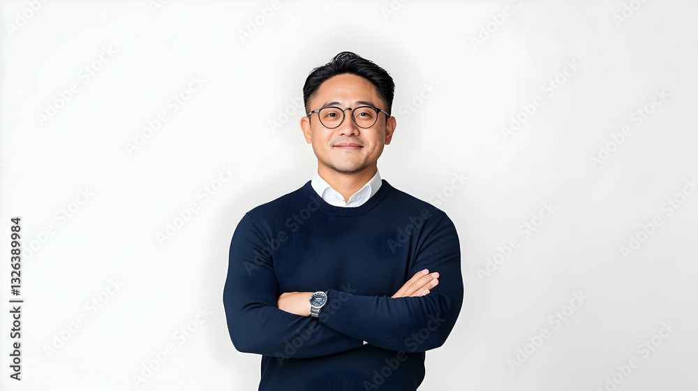 Confident man with arms crossed, professional, friendly Confident man with arms crossed, professional, friendly