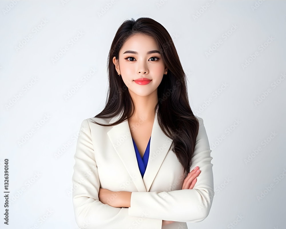 Confident professional woman in a cream blazer Confident professional woman in a cream blazer