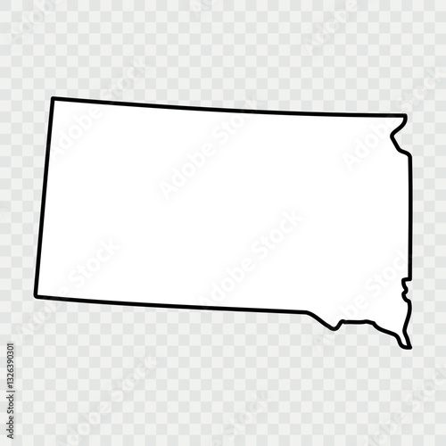 South Dakota Map Black, State Border, United States, US America, Transparent Isolated, Variations. High detailed vector map - South Dakota. Vector icon. Color set