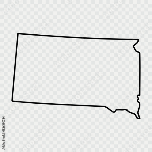 South Dakota Map Black, State Border, United States, US America, Transparent Isolated, Variations. High detailed vector map - South Dakota. Vector icon. Color set