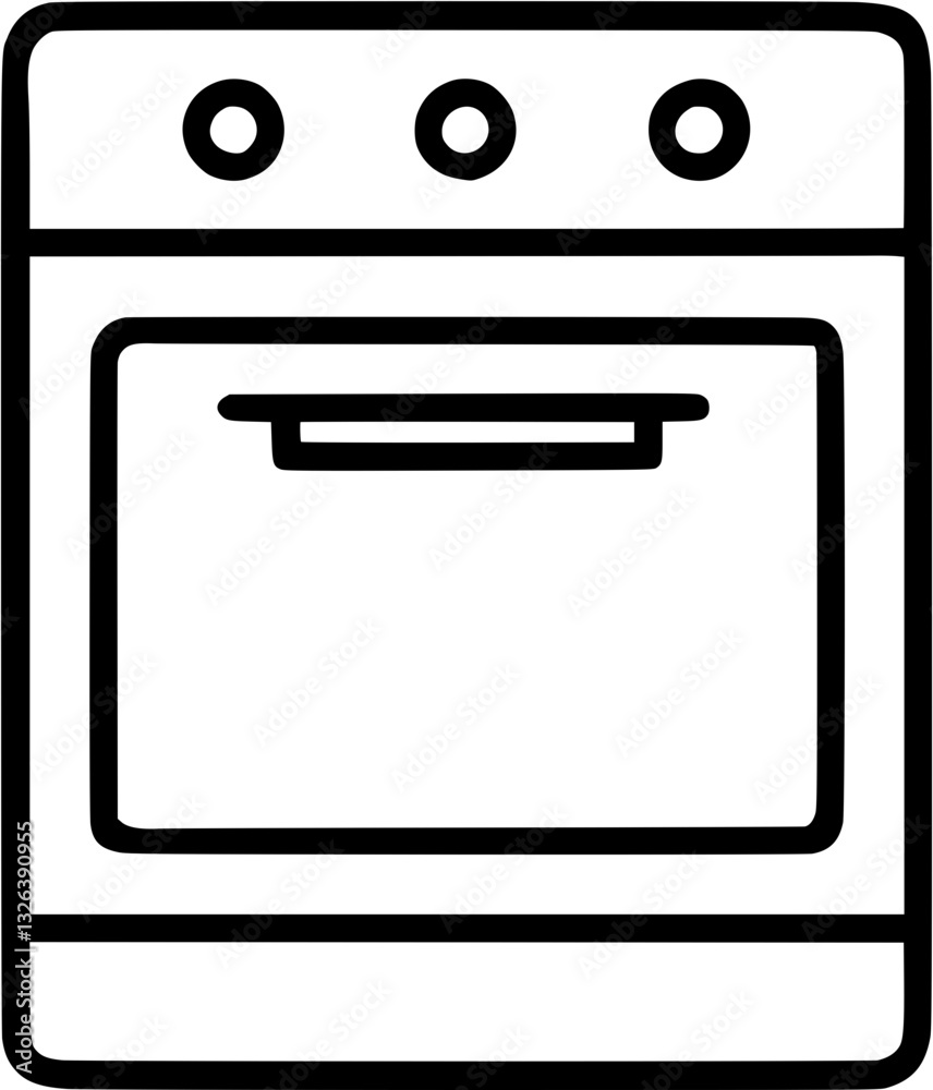Oven in outline icon style, kitchen appliances theme. Oven in outline icon style, kitchen appliances theme.