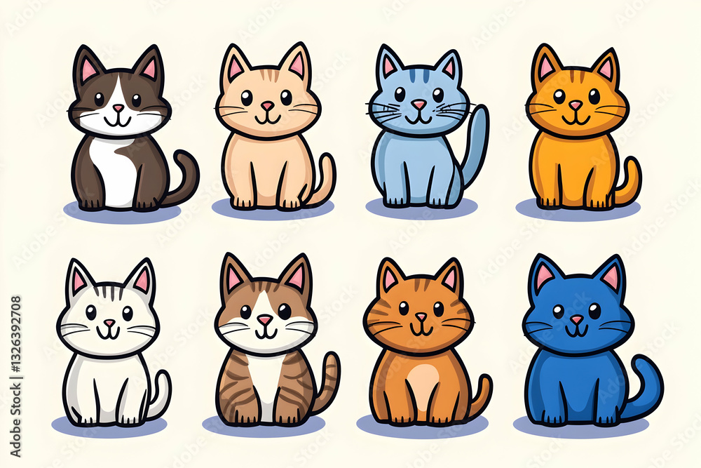 Cute cartoon cats in various colors (1) Cute cartoon cats in various colors (1)