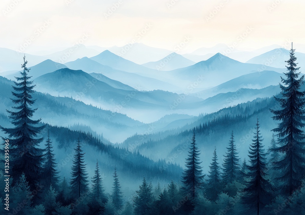 Obraz premium Misty Wrapped Mountains
