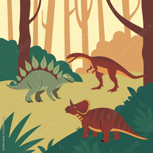 animals in the forest dinosaurs old era