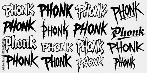 Set of hand drawn Phonk graffiti