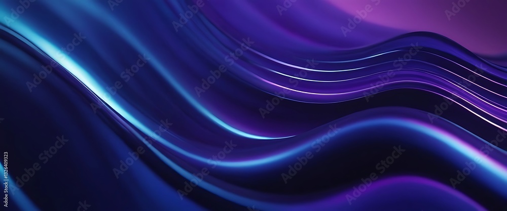 Fototapeta premium fluid 3d renders holographic iridescent neon curved waves in motion on a dark background. Gradient design element for banners. Modern colorful flow poster. Wave Liquid shape color background,86