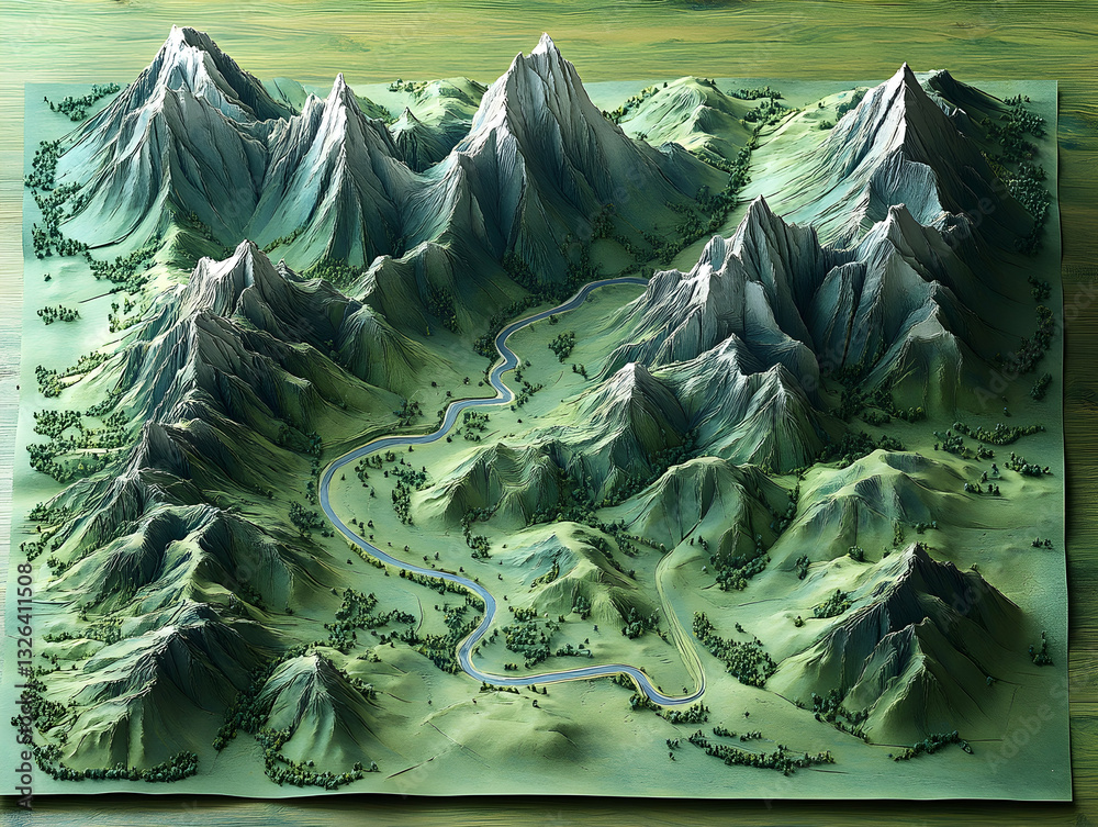 Obraz premium Mountain Landscape Map