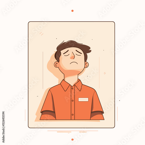 Design a poster with a drowsy employee in the center. The surrounding area should be blank, in a simple cartoon sketch style.

