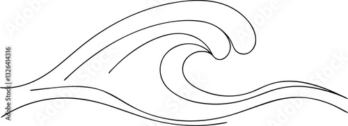 water splashes wave twirl single linear drawing vector