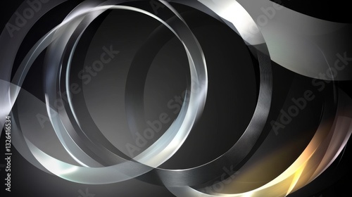 Abstract Silver Rings on Black 