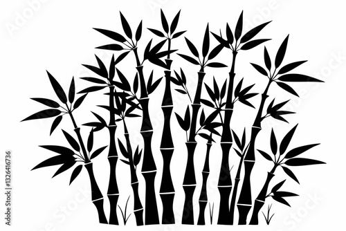 bambus line art silhouette vector illustration