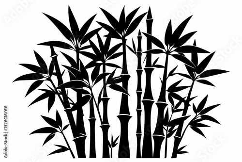 bambus line art silhouette vector illustration