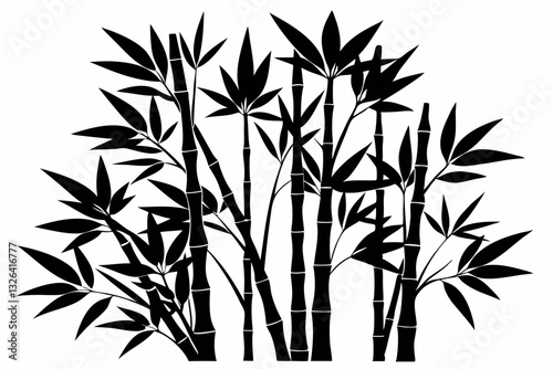 bambus line art silhouette vector illustration