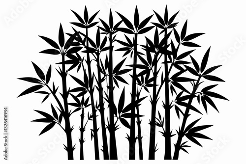 bambus line art silhouette vector illustration