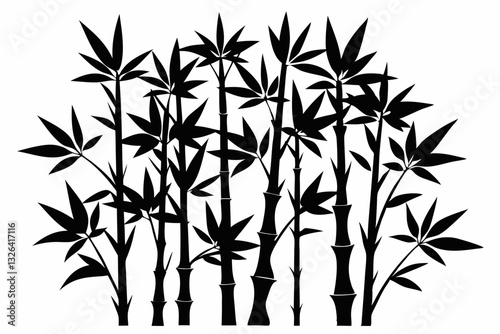 bambus line art silhouette vector illustration