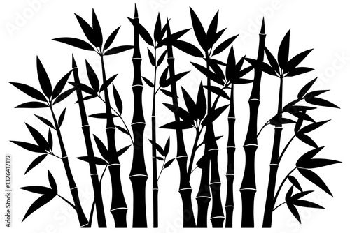 bambus line art silhouette vector illustration