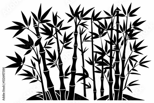 bambus line art silhouette vector illustration