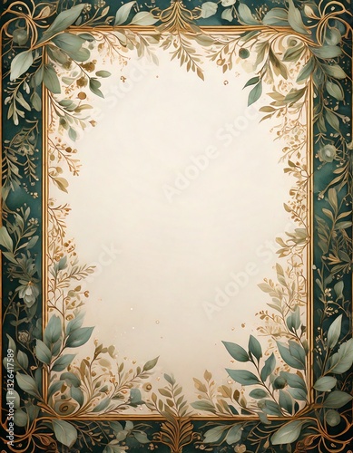 vintage flower pattern border frame with space in middle for text, card invitation idea 