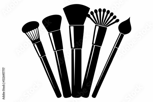 brushes makeup line art silhouette vector illustration
