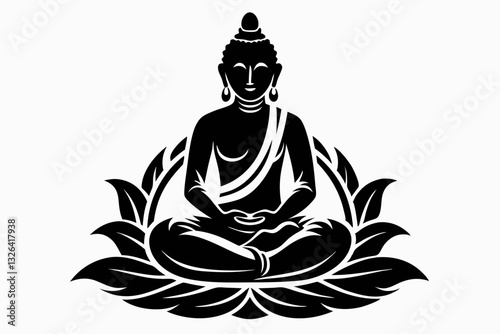 buddha line art silhouette vector illustration