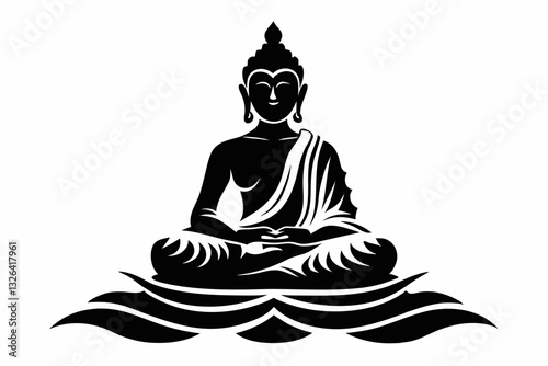 buddha line art silhouette vector illustration