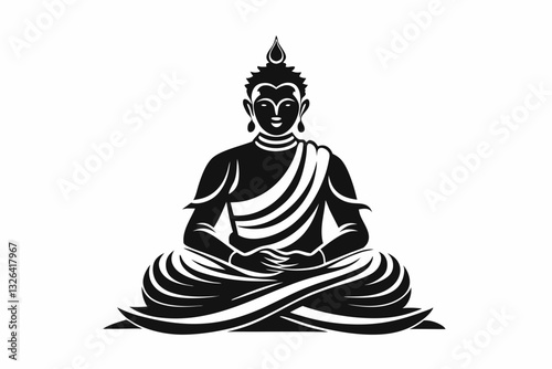 buddha line art silhouette vector illustration