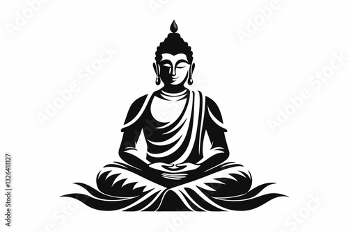 buddha line art silhouette vector illustration