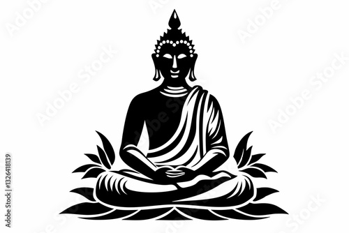 buddha line art silhouette vector illustration