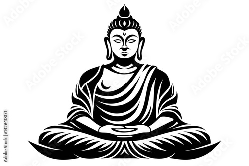 buddha line art silhouette vector illustration
